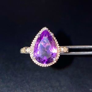 Genuine 3.45 ct Amethyst S925 sterling silver ring
